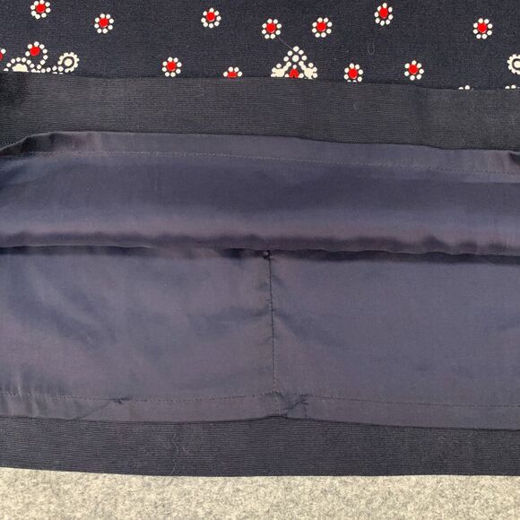 Talbots Bandana Print Mini Skirt Womens 10 Navy Red Back Zip Lined Stretch - Picture 7 of 11